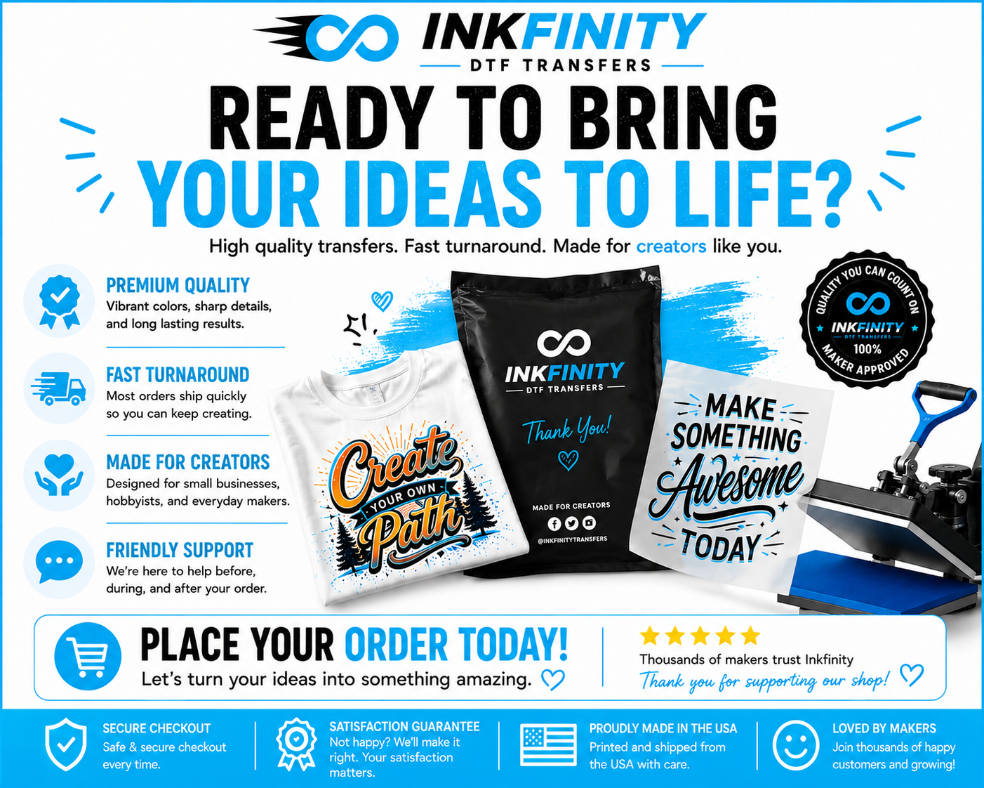 22×24 Custom DTF Gang Sheet – Ready to Press Full Color Heat Transfer