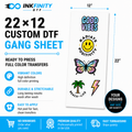 22×12 Custom DTF Gang Sheet – Ready to Press Full Color Heat Transfer