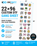 22×96 Custom DTF Gang Sheet – Ready to Press Full Color Heat Transfer