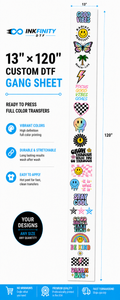 13 × 120 Custom DTF Gang Sheet – Ready to Press Full Color Heat Transfer